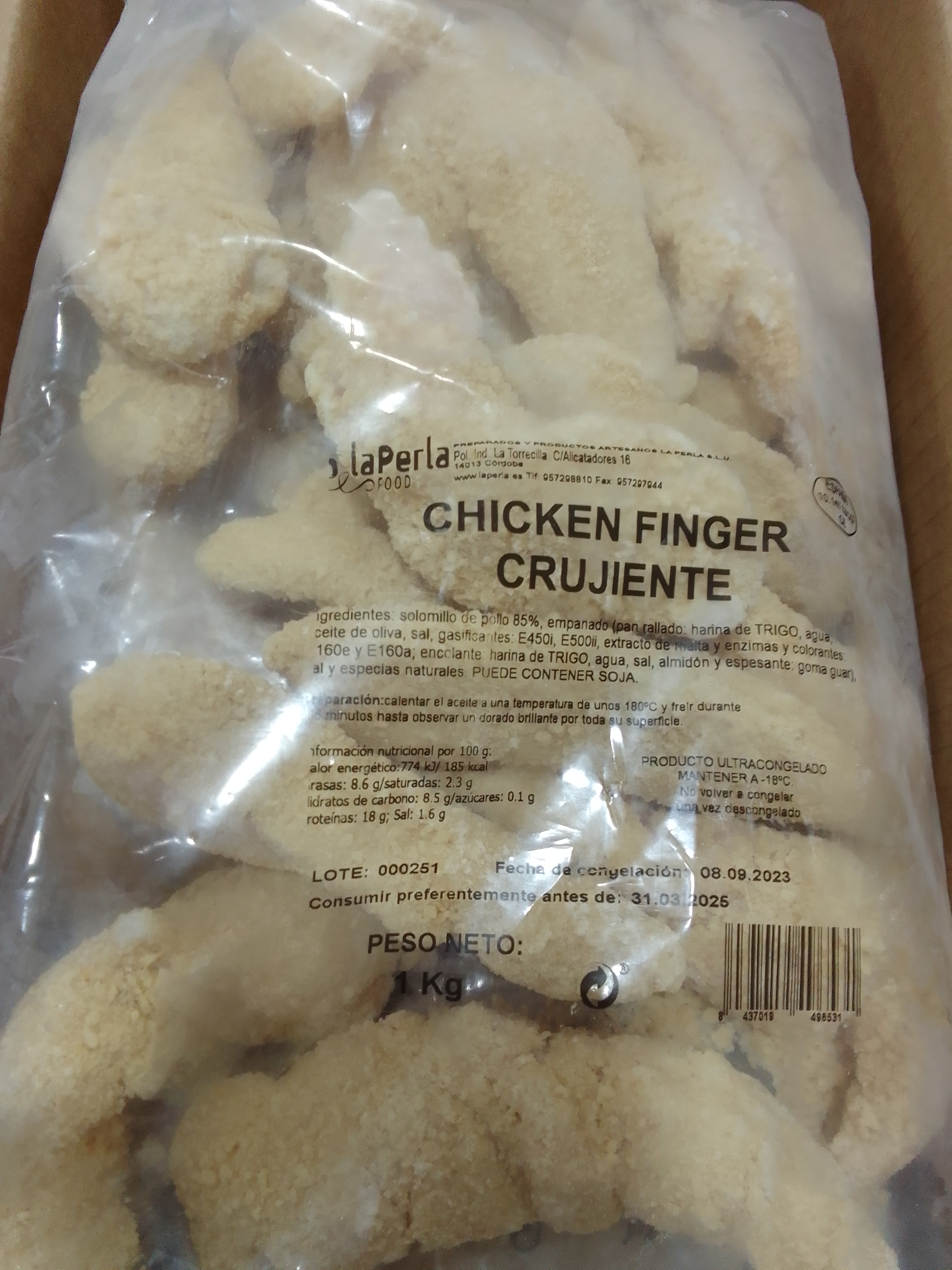 CHICKEN FINGER CRUJIENTE LA PERLA 4X1KG