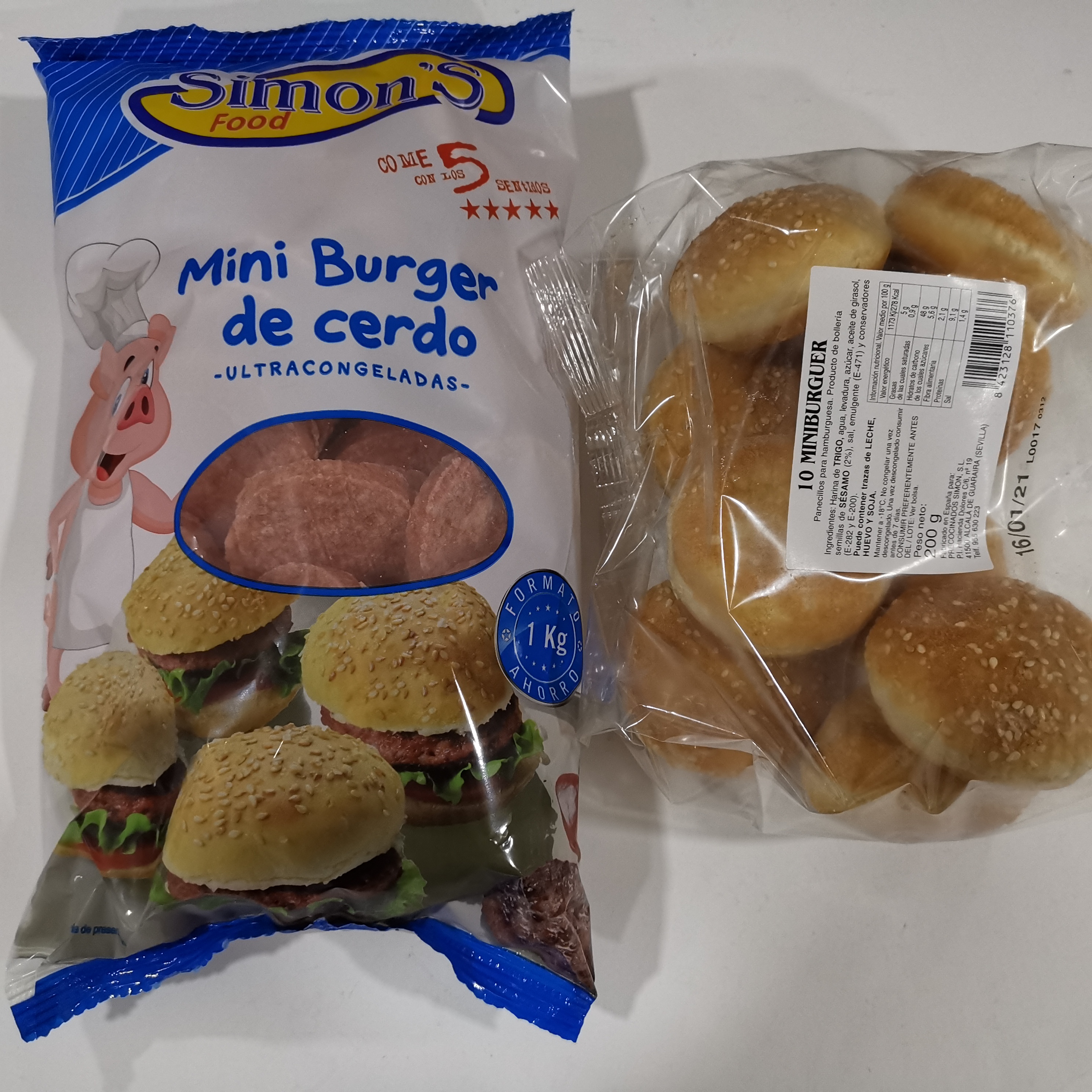 MINI HAMBURGUESA CERDO + PAN SIMONS (2X1KG)