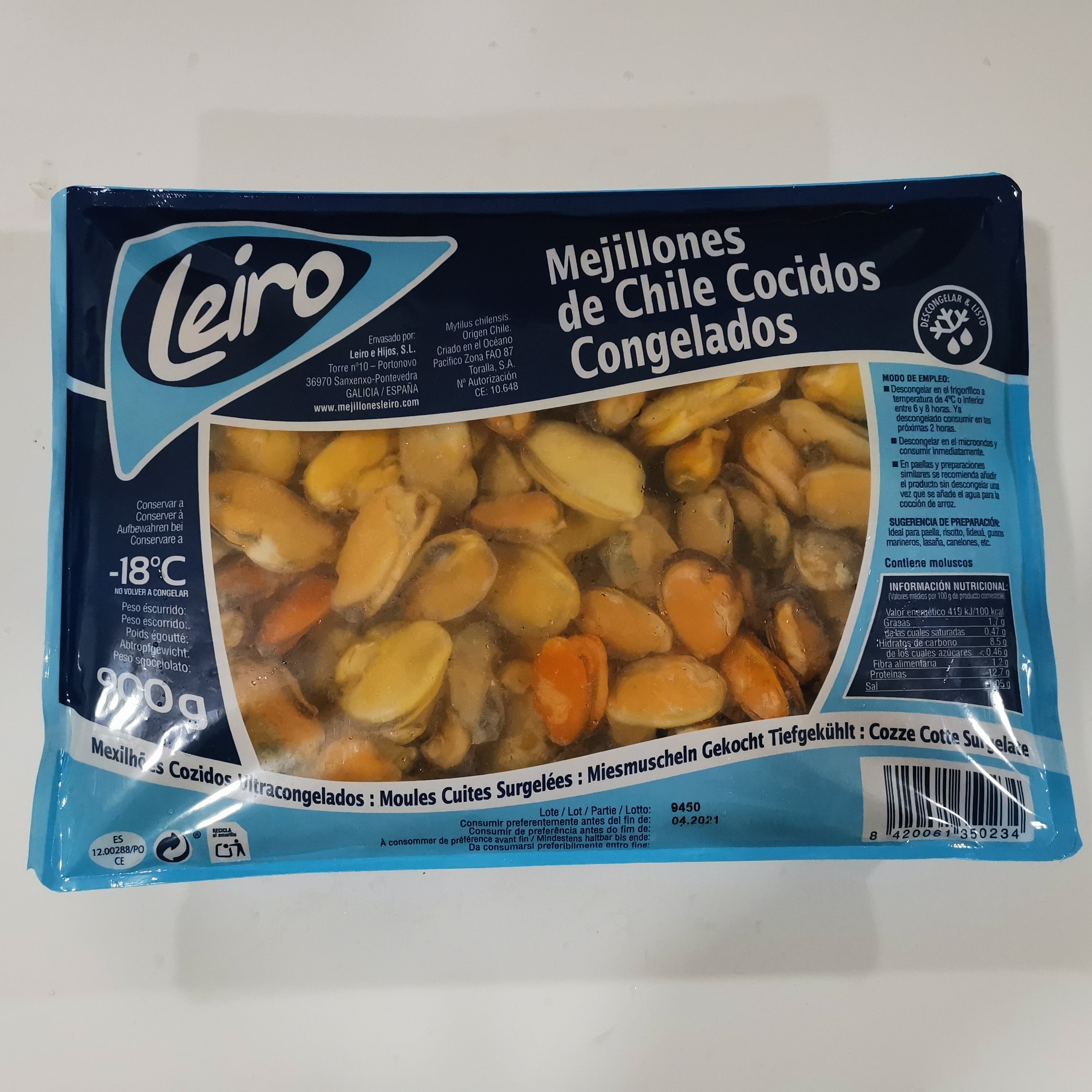 MEJILLON COCIDO 100/200 LEIRO 9X900GR