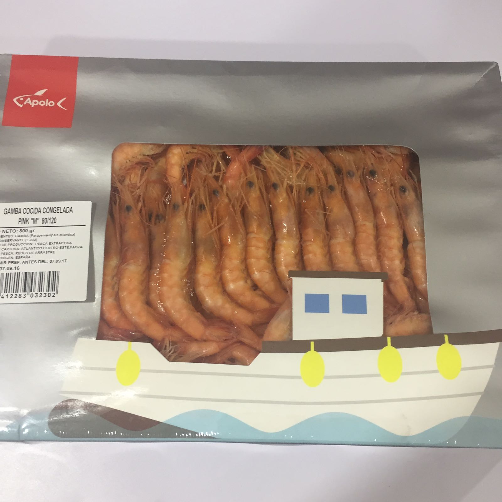 GAMBA GUINEANA COCIDA  (80/120) APOLO 5X800GR