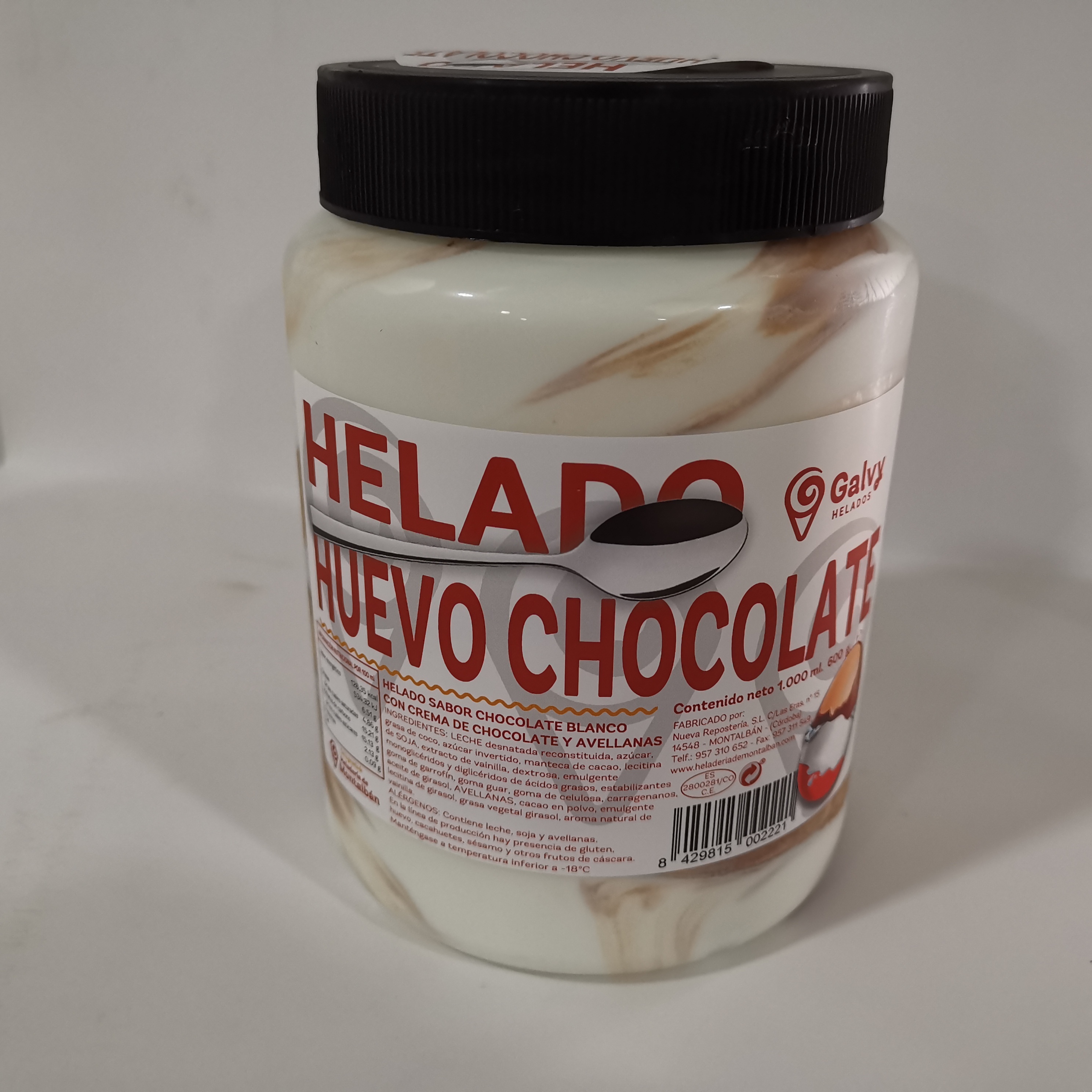 TARRO HUEVO CHOCOLATE GALVY 6X1LT.